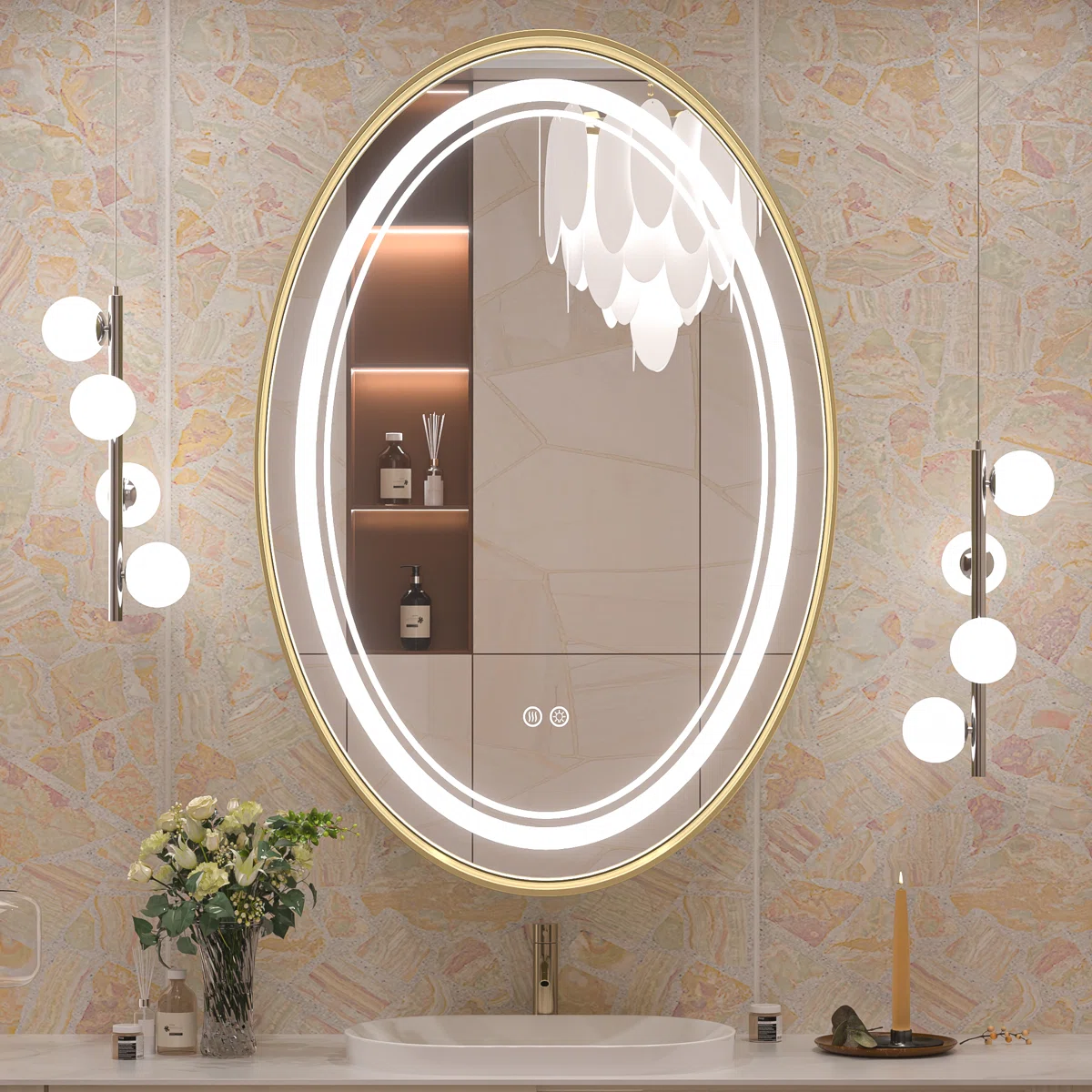The Opaline Halo Oval LED Mirror       MRS0028